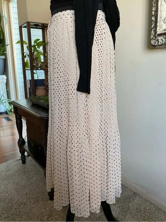 Lulu's Cream Pleated Polka Dot Button-Front Maxi Skirt - Picture 8 of 8